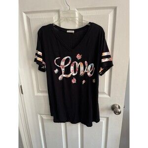 Occasion Short Sleeve “Love” T Shirt Size 2X Black